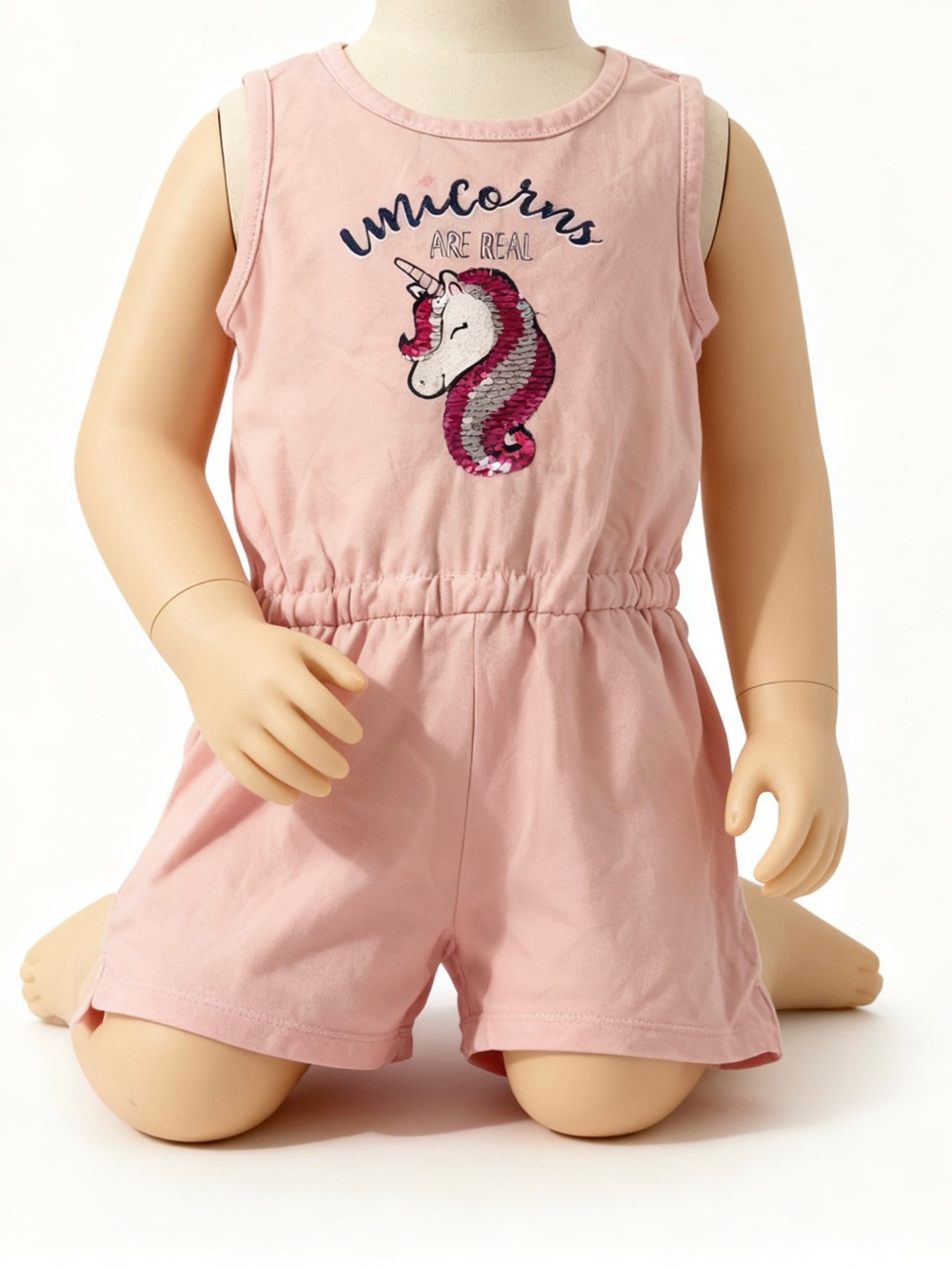 Pink Unicorn Graphic Sleeveless Romper for Kids